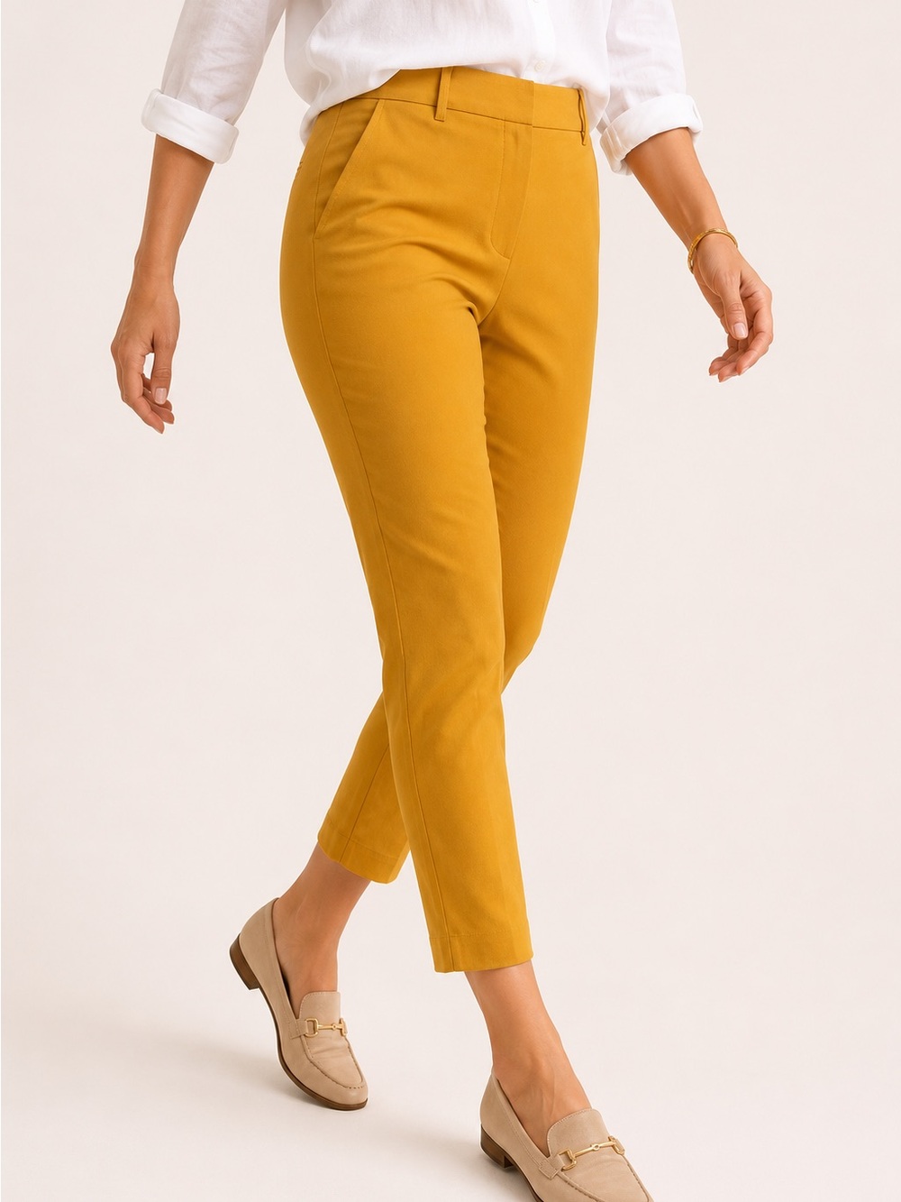 Jules & Leopold Mustard Pull-On Ankle Pants L Career Office Stretch